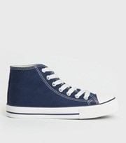 New Look Navy Canvas High Top Trainers
